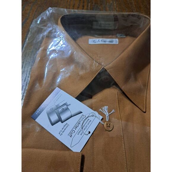 New Size 16 Galo Cossinni Brown Long Sleeve Button Dress Shirt with Collar NWT - Picture 3 of 4